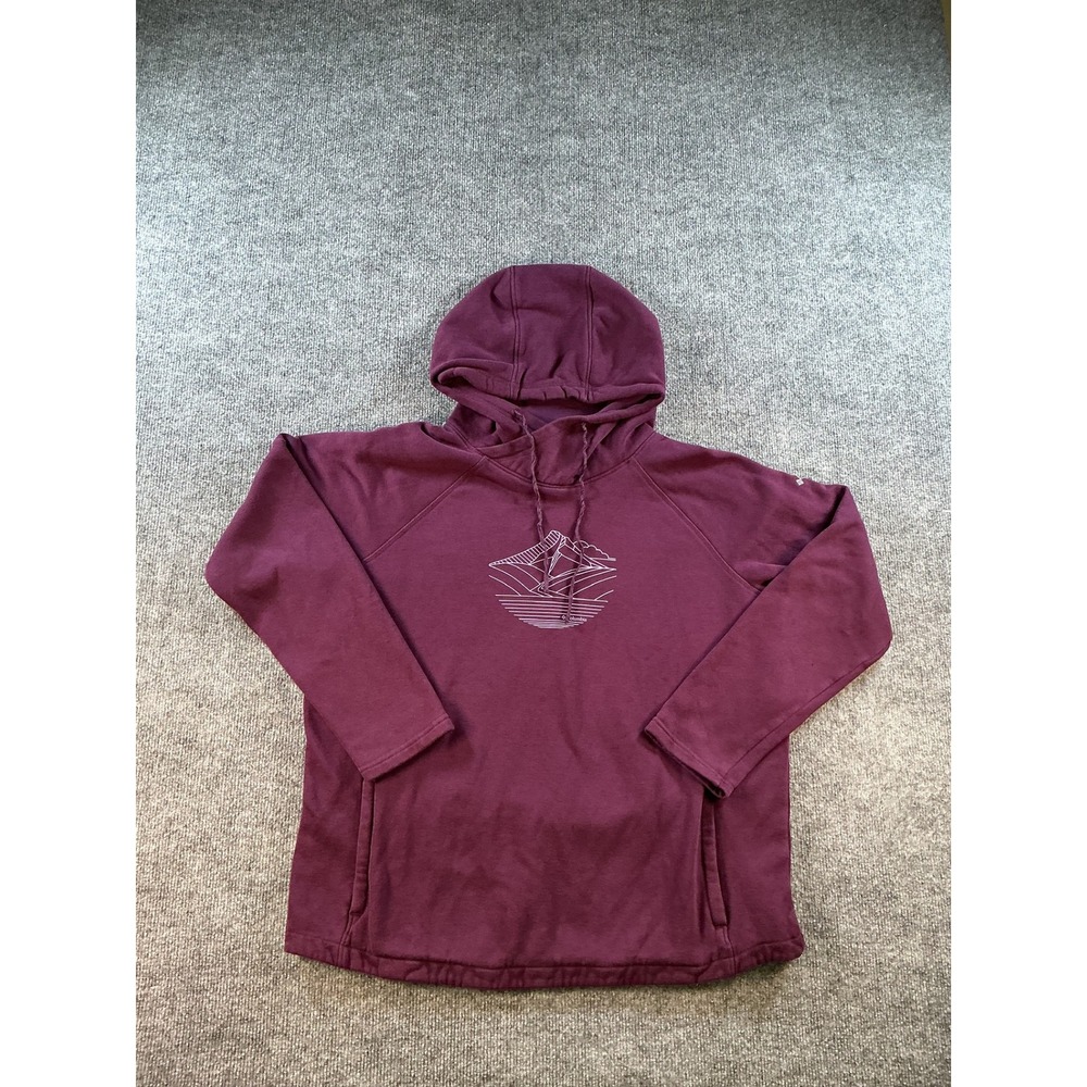 Columbia Womens XL0878 Maroon Mountain Graphic Fleece Pullover Hoodie L